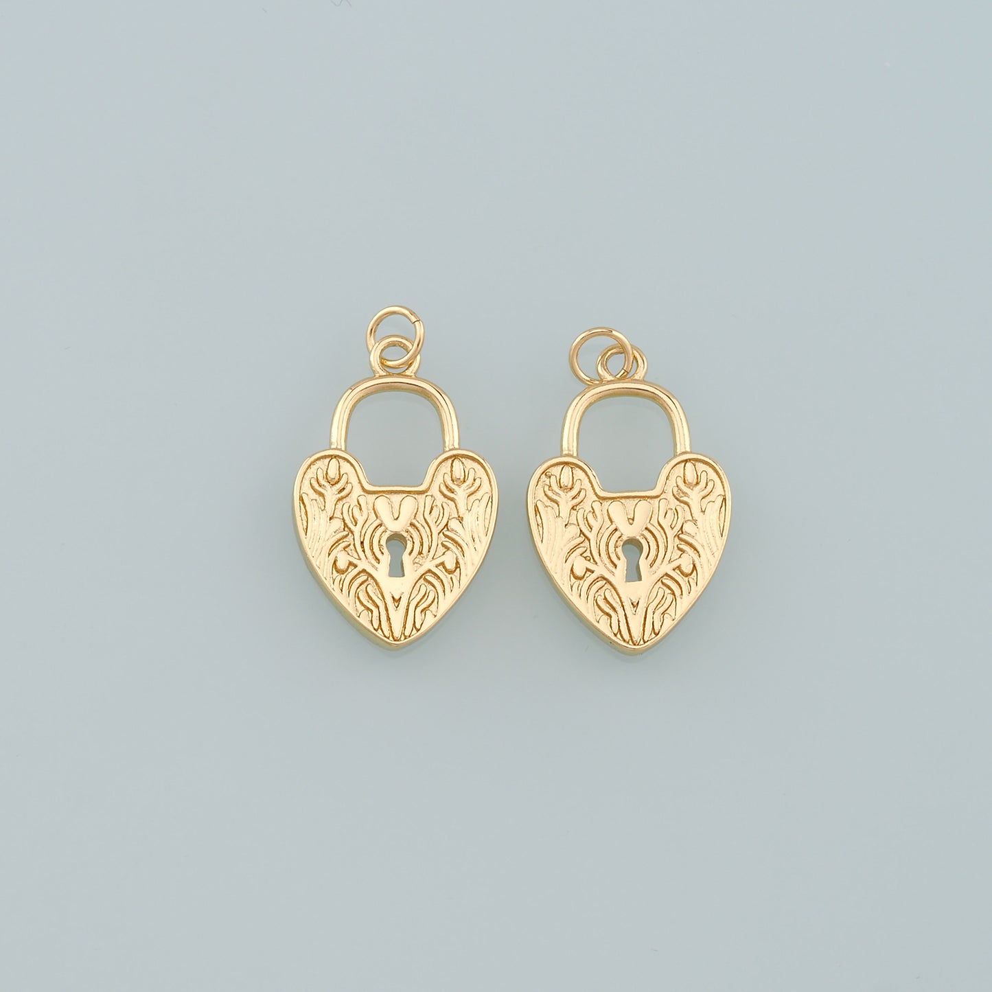 Gold Key Lock Charms,18K Gold Filled Lock Pendant,Heart Lock Charm Bracelet Necklace for DIY Jewelry Making Supply