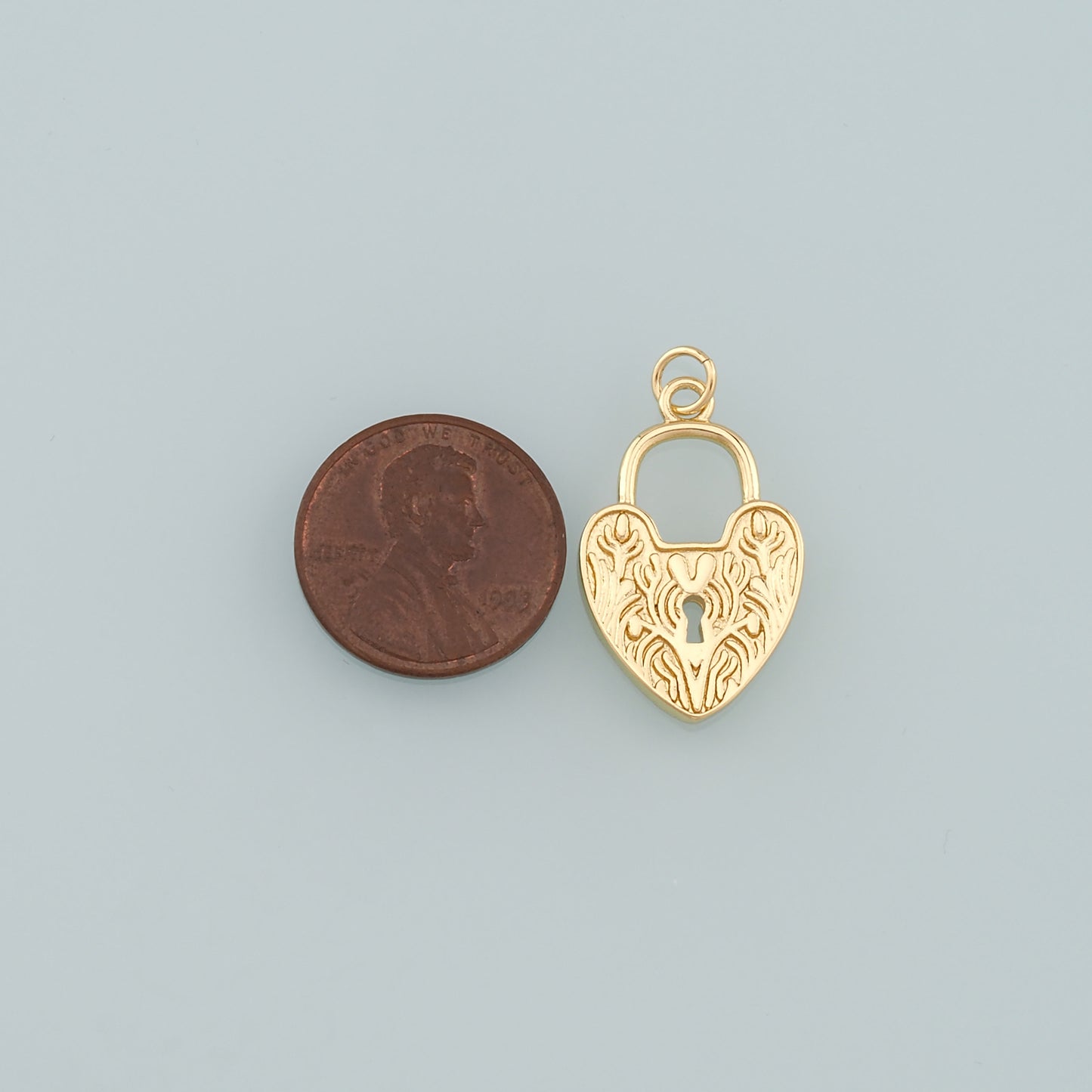 Gold Key Lock Charms,18K Gold Filled Lock Pendant,Heart Lock Charm Bracelet Necklace for DIY Jewelry Making Supply