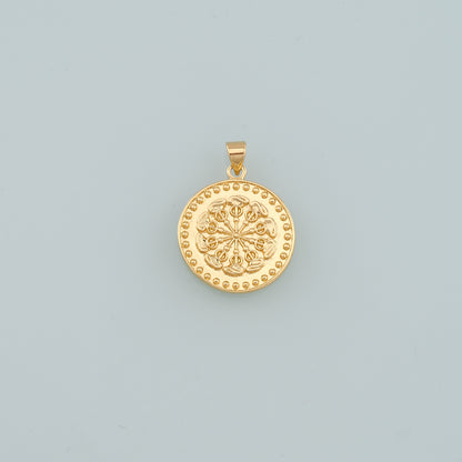 18K Gold Filled Round Pendant,Dainty Round Coin Charm Bracelet Necklace for DIY Jewelry Making Supply