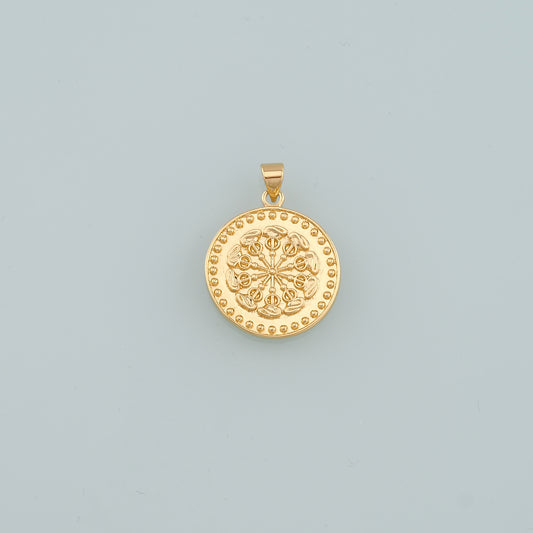 18K Gold Filled Round Pendant,Dainty Round Coin Charm Bracelet Necklace for DIY Jewelry Making Supply