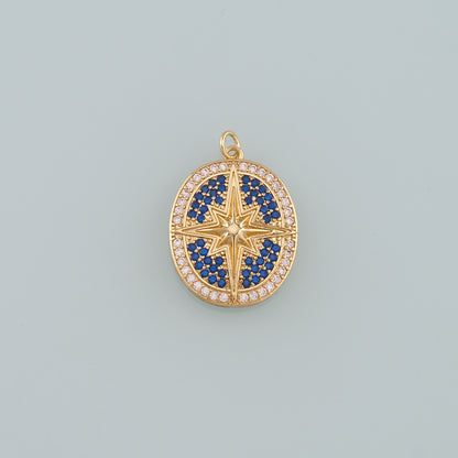 Gold Star Charm,18K Gold Filled North Star Pendant,CZ Micro Pave Celestial Charm Bracelet Necklace for DIY Jewelry Making Supply