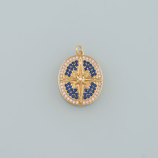 Gold Star Charm,18K Gold Filled North Star Pendant,CZ Micro Pave Celestial Charm Bracelet Necklace for DIY Jewelry Making Supply