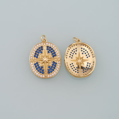 Gold Star Charm,18K Gold Filled North Star Pendant,CZ Micro Pave Celestial Charm Bracelet Necklace for DIY Jewelry Making Supply