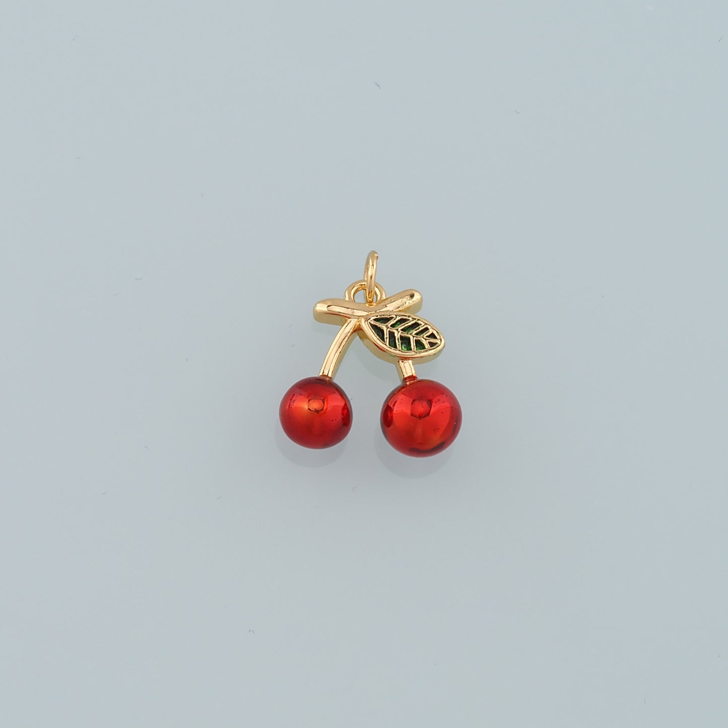 Gold Cherry Charms,18K Gold Filled Cherry Pendant,Enamel Fruit Charm Bracelet Necklace for DIY Jewelry Making Supply