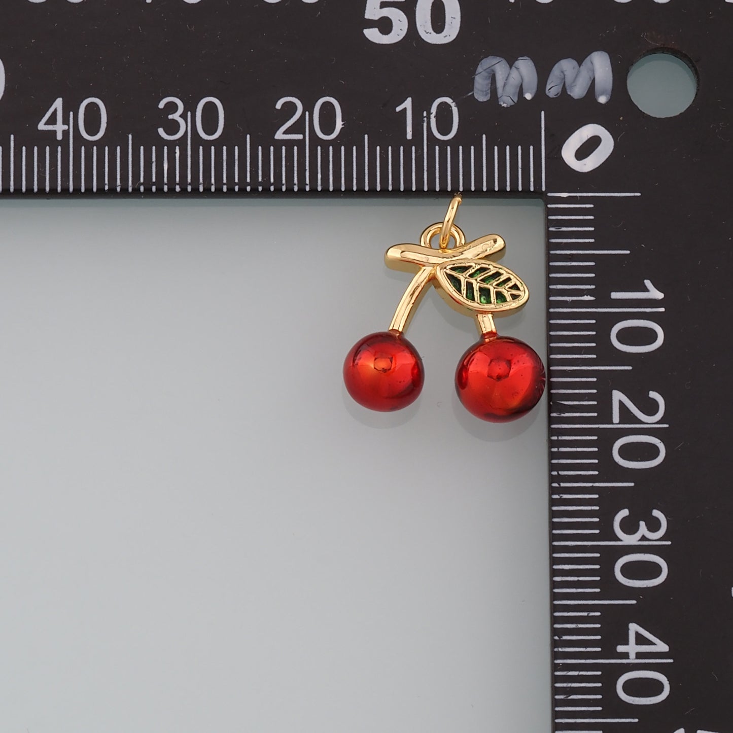 Gold Cherry Charms,18K Gold Filled Cherry Pendant,Enamel Fruit Charm Bracelet Necklace for DIY Jewelry Making Supply