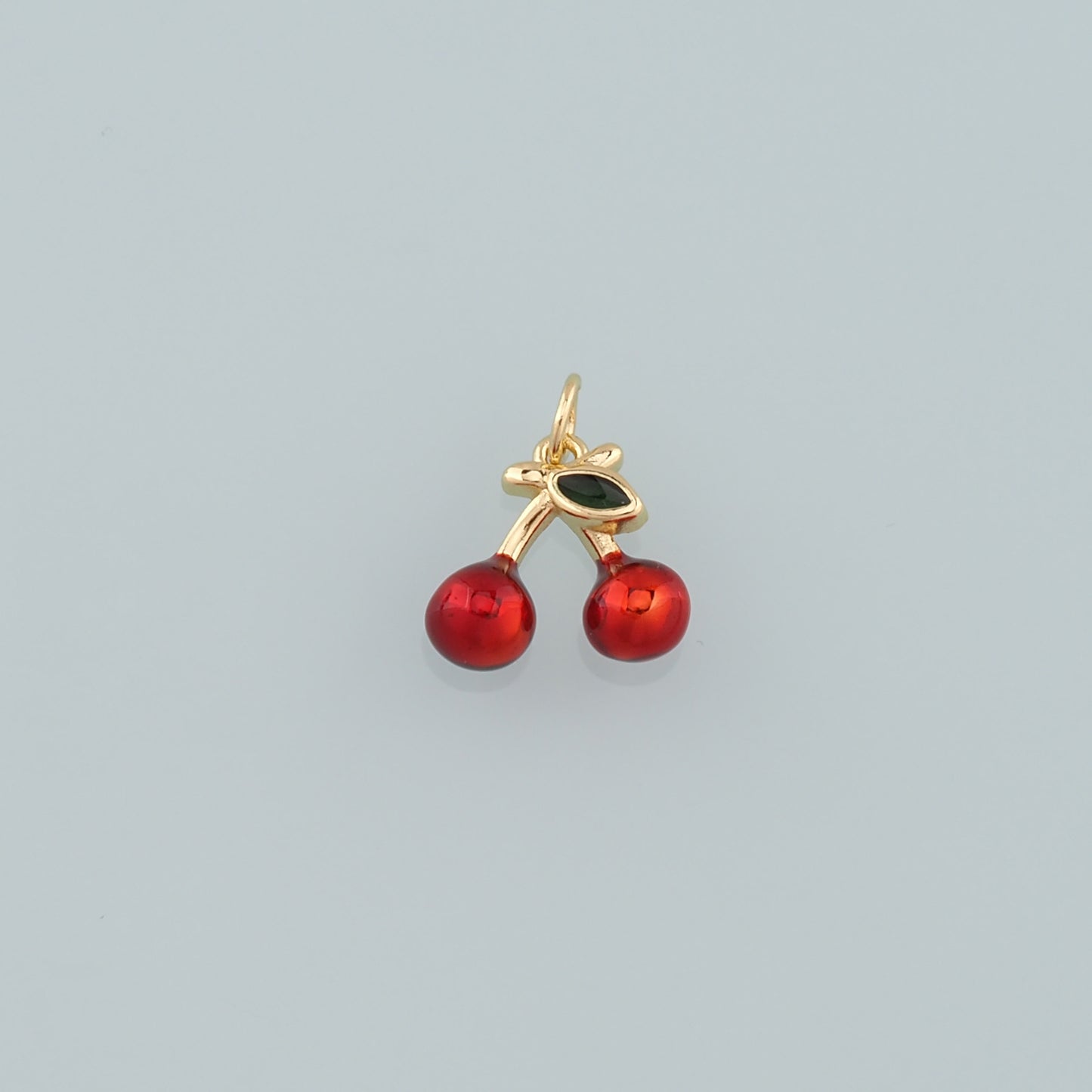 Gold Cherry Charms,18K Gold Filled Cherry Pendant,Enamel Fruit Charm Bracelet Necklace for DIY Jewelry Making Supply