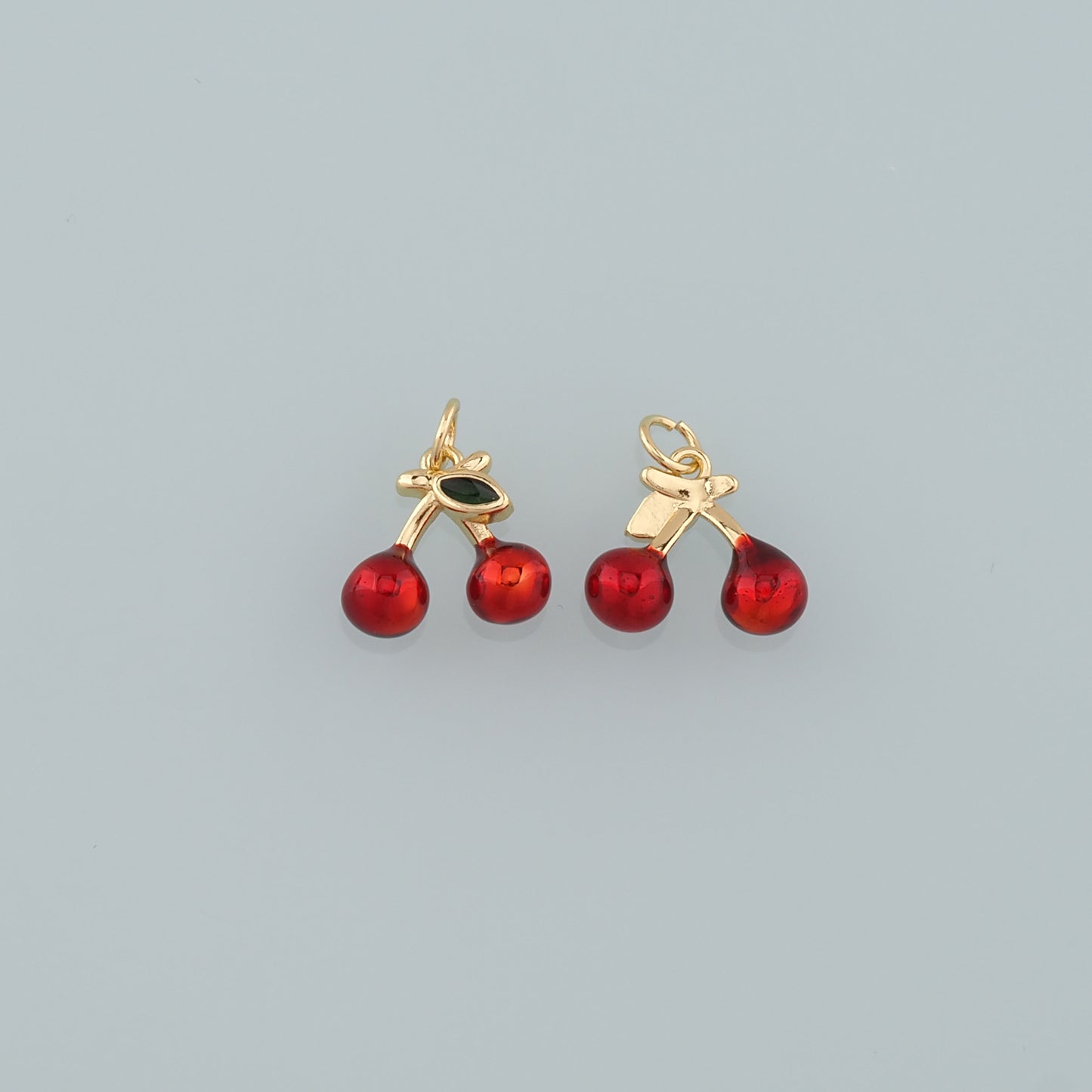 Gold Cherry Charms,18K Gold Filled Cherry Pendant,Enamel Fruit Charm Bracelet Necklace for DIY Jewelry Making Supply