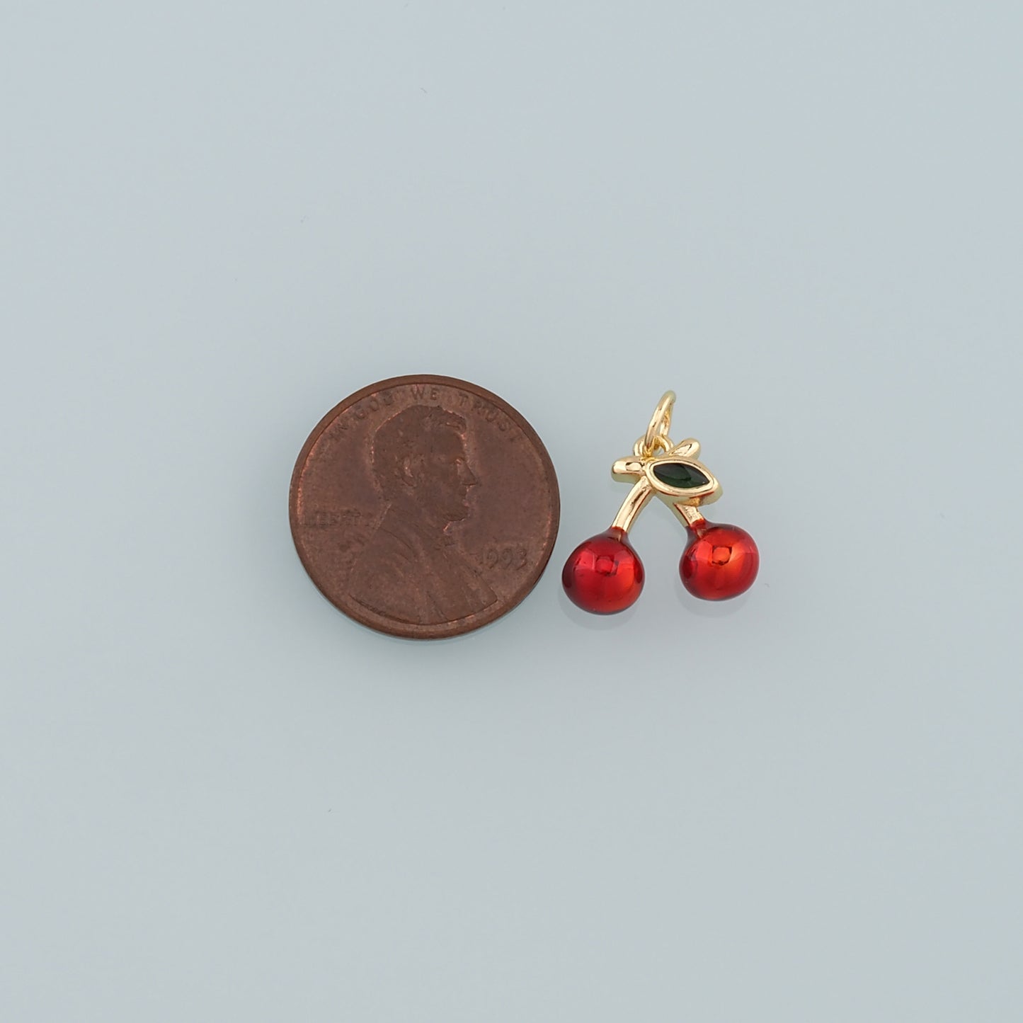 Gold Cherry Charms,18K Gold Filled Cherry Pendant,Enamel Fruit Charm Bracelet Necklace for DIY Jewelry Making Supply