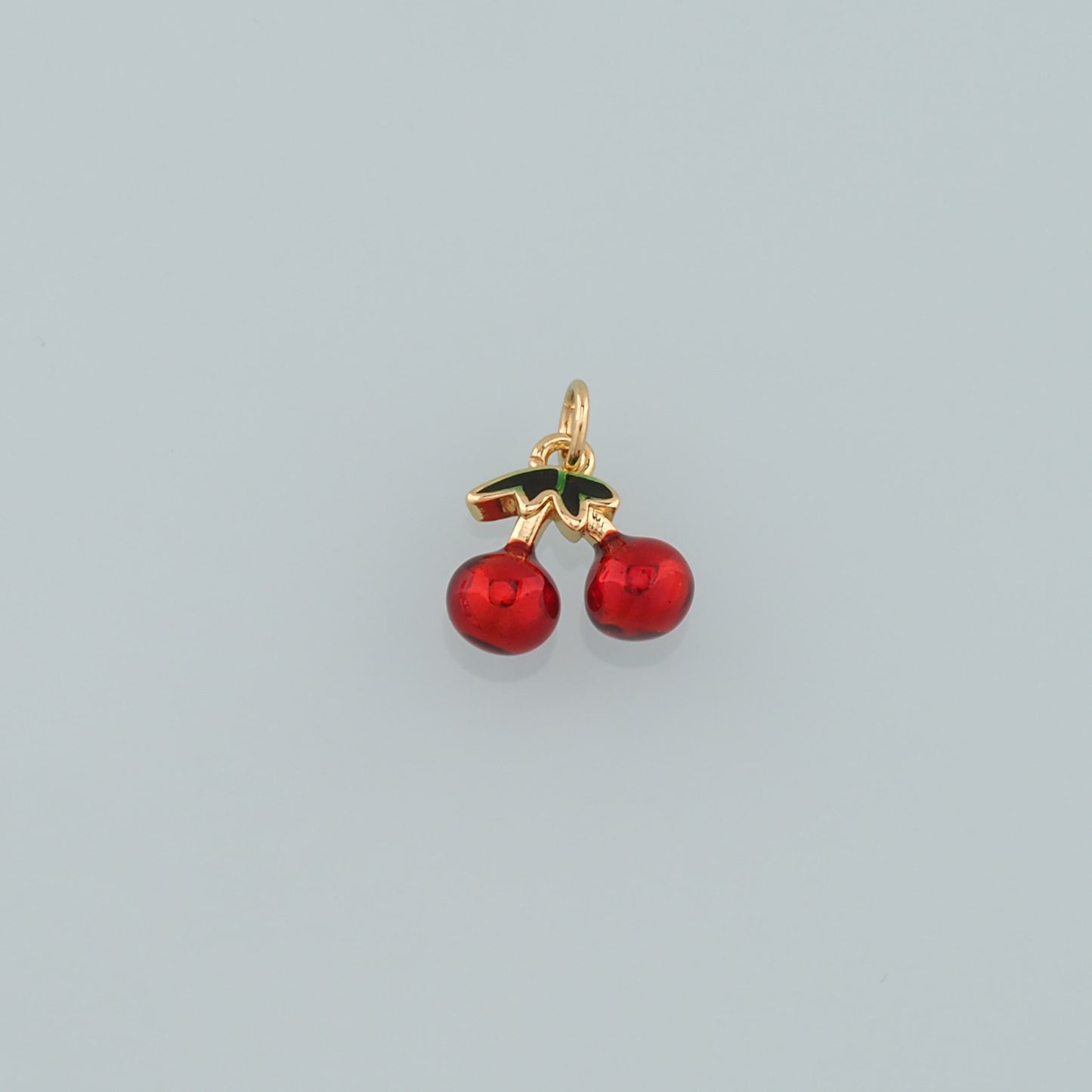 Gold Cherry Charms,18K Gold Filled Cherry Pendant,Enamel Fruit Charm Bracelet Necklace for DIY Jewelry Making Supply