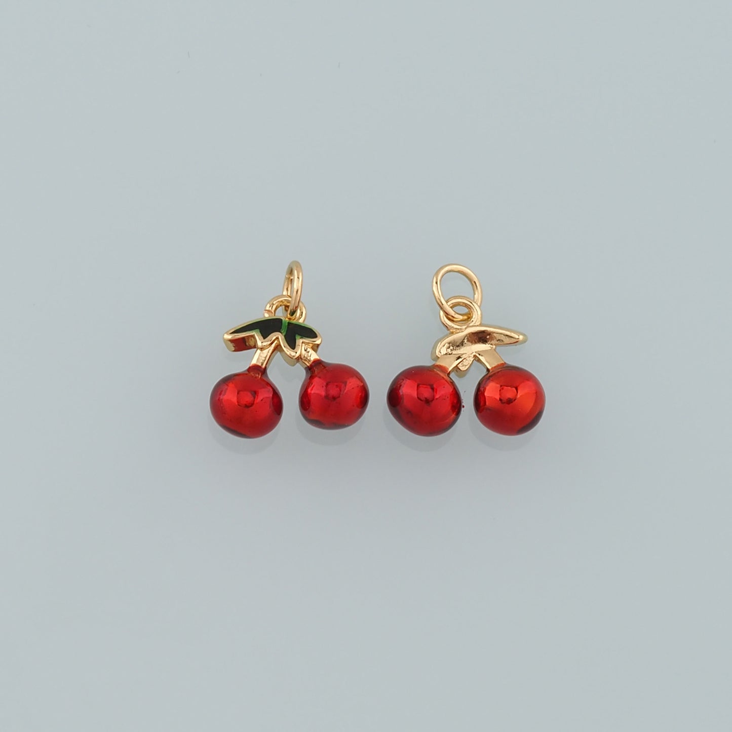 Gold Cherry Charms,18K Gold Filled Cherry Pendant,Enamel Fruit Charm Bracelet Necklace for DIY Jewelry Making Supply