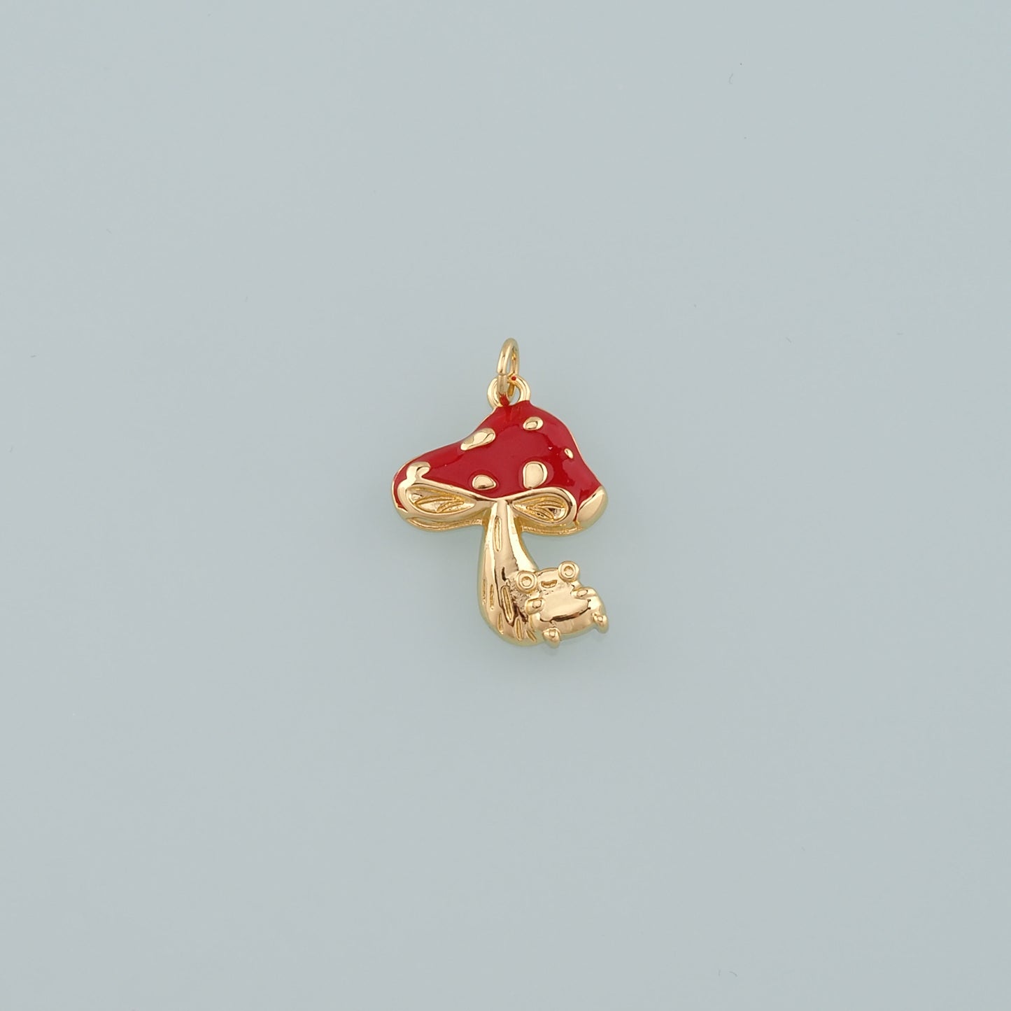 18K Gold Filled Mushroom Pendant,Enamel Mushroom Charm Bracelet Necklace for DIY Jewelry Making Supply