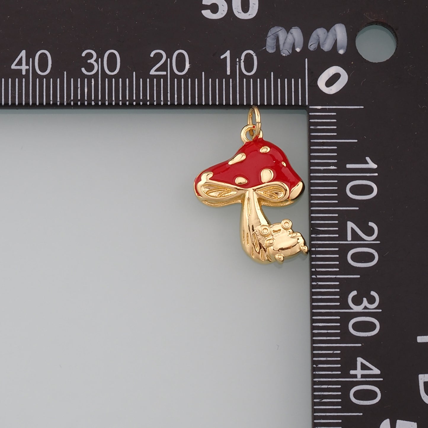 18K Gold Filled Mushroom Pendant,Enamel Mushroom Charm Bracelet Necklace for DIY Jewelry Making Supply