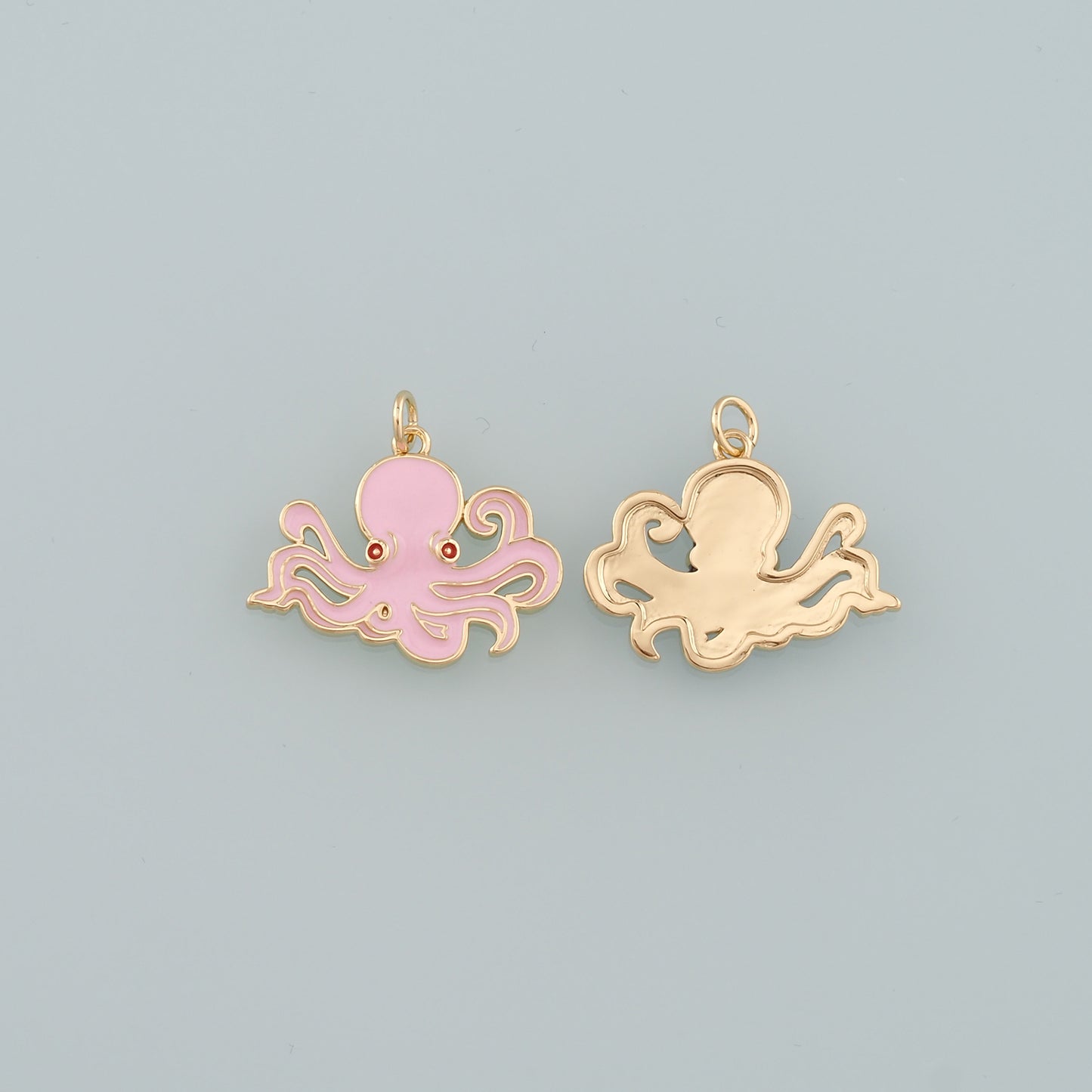 Gold Sea Life Charms,18K Gold Filled Enamel Octopus Pendant,Octopus Charm Bracelet Necklace for DIY Jewelry Making Supply