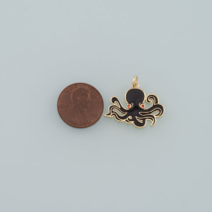 Gold Sea Life Charms,18K Gold Filled Enamel Octopus Pendant,Octopus Charm Bracelet Necklace for DIY Jewelry Making Supply