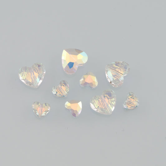 5pcs Heart Crystal Spacer Bead Crystal AB Rhinestones for DIY Craft Jewelry Making Supply