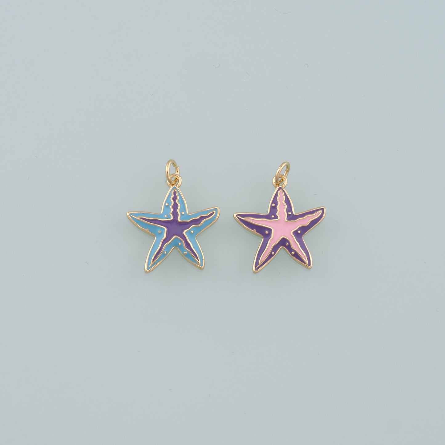 Gold Starfish Charms,18K Gold Filled Sea star Pendant,Enamel Starfish Charm Bracelet Necklace for DIY Jewelry Making Supply