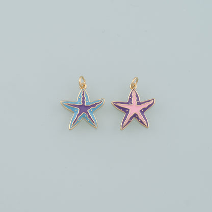 Gold Starfish Charms,18K Gold Filled Sea star Pendant,Enamel Starfish Charm Bracelet Necklace for DIY Jewelry Making Supply