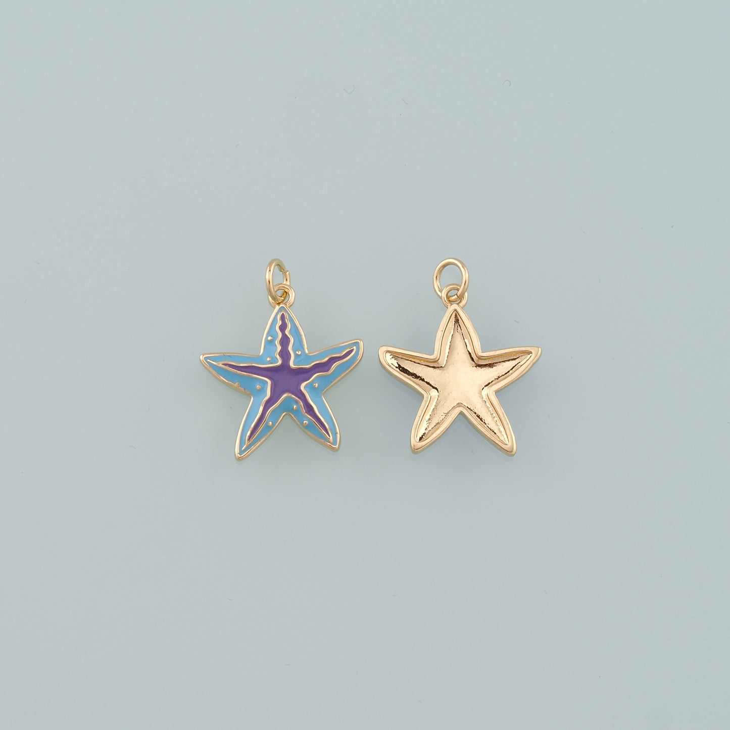 Gold Starfish Charms,18K Gold Filled Sea star Pendant,Enamel Starfish Charm Bracelet Necklace for DIY Jewelry Making Supply