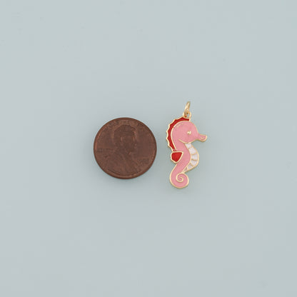 Gold Seahorse Charms,18K Gold Filled Seahorse Pendant,Enamel Seahorse Charm Bracelet Necklace for DIY Jewelry Making Supply