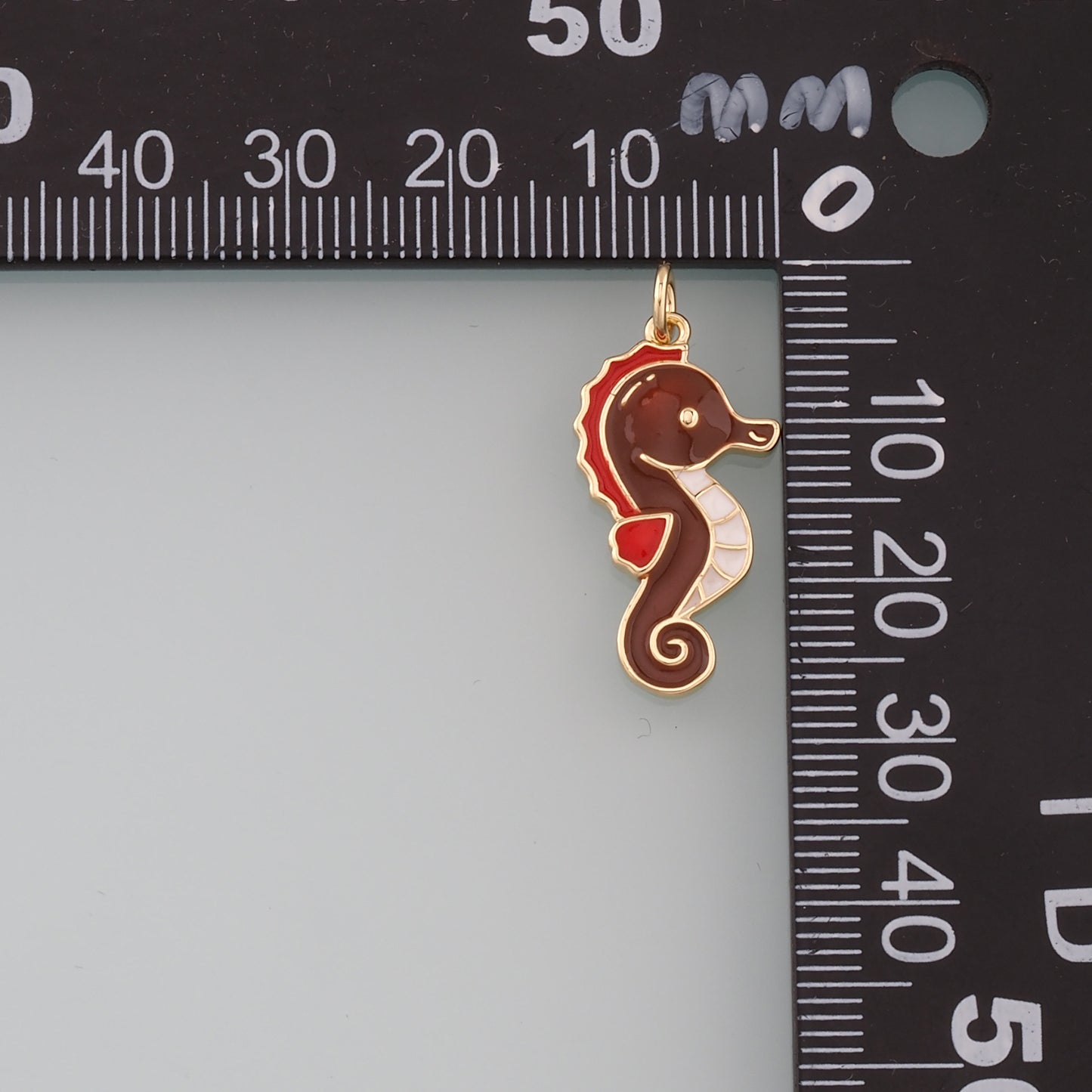 Gold Seahorse Charms,18K Gold Filled Seahorse Pendant,Enamel Seahorse Charm Bracelet Necklace for DIY Jewelry Making Supply