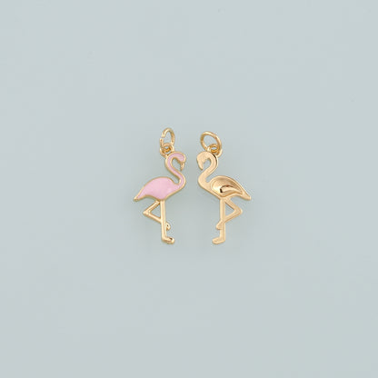 Gold Crane Charms,18K Gold Filled Bird Pendant,Enamel Crane Charm Bracelet Necklace for DIY Jewelry Making Supply