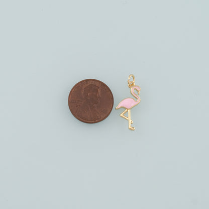 Gold Crane Charms,18K Gold Filled Bird Pendant,Enamel Crane Charm Bracelet Necklace for DIY Jewelry Making Supply