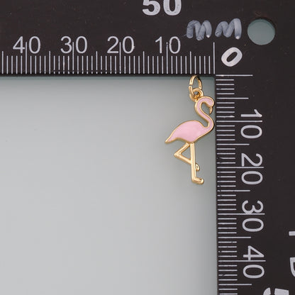 Gold Crane Charms,18K Gold Filled Bird Pendant,Enamel Crane Charm Bracelet Necklace for DIY Jewelry Making Supply