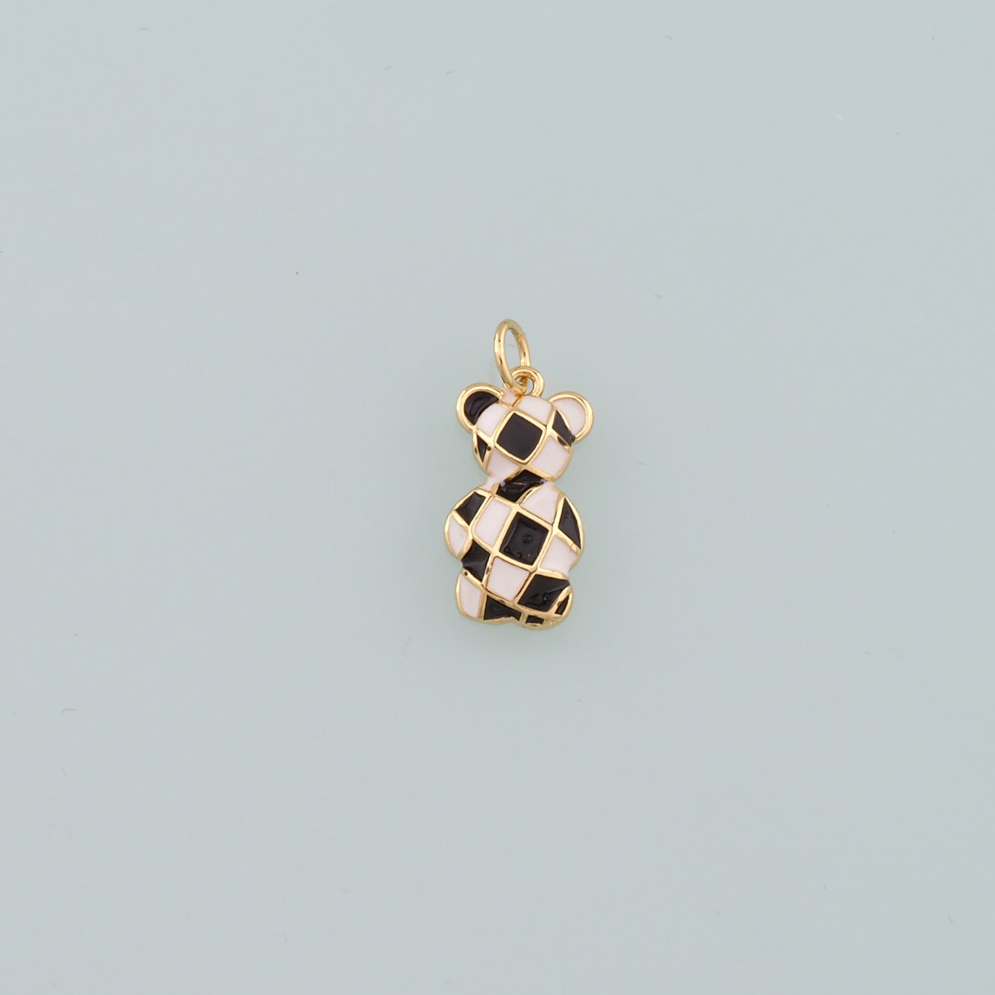 18K Gold Filled Bear Pendant,Enamel Bear Charm Bracelet Necklace for DIY Jewelry Making Supply