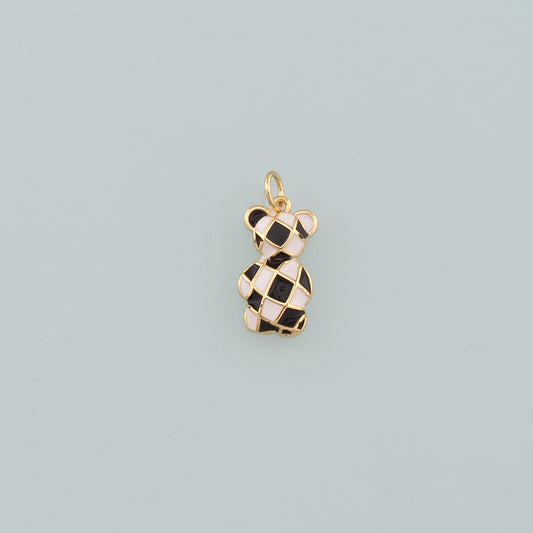 18K Gold Filled Bear Pendant,Enamel Bear Charm Bracelet Necklace for DIY Jewelry Making Supply