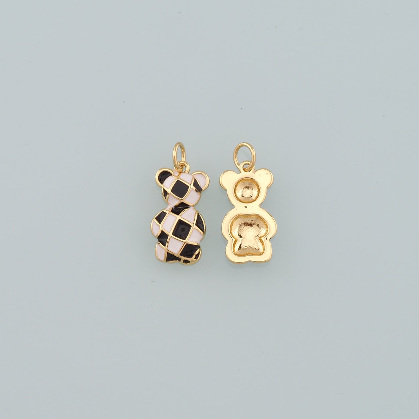 18K Gold Filled Bear Pendant,Enamel Bear Charm Bracelet Necklace for DIY Jewelry Making Supply