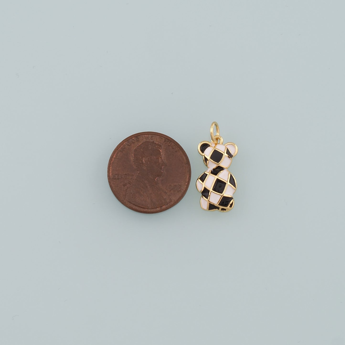 18K Gold Filled Bear Pendant,Enamel Bear Charm Bracelet Necklace for DIY Jewelry Making Supply