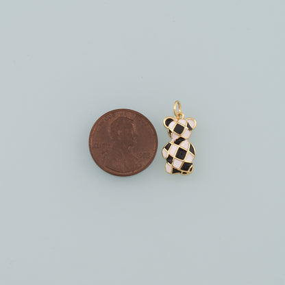 18K Gold Filled Bear Pendant,Enamel Bear Charm Bracelet Necklace for DIY Jewelry Making Supply