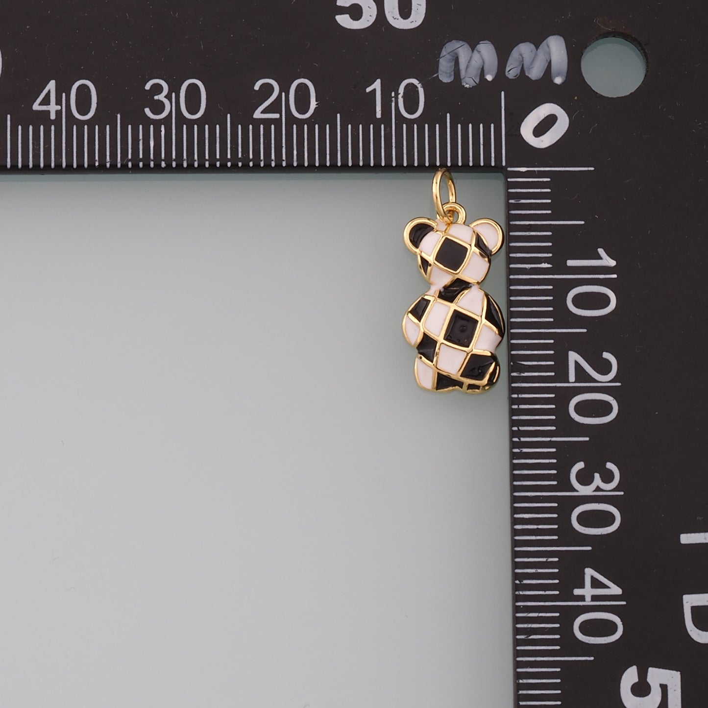 18K Gold Filled Bear Pendant,Enamel Bear Charm Bracelet Necklace for DIY Jewelry Making Supply
