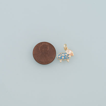 18K Gold Filled Sheep Pendant,Enamel Animal Charm Bracelet Necklace for DIY Jewelry Making Supply