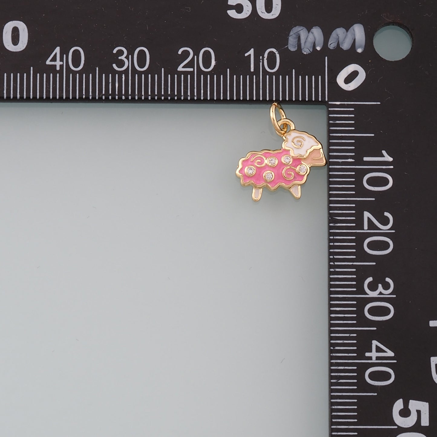 18K Gold Filled Sheep Pendant,Enamel Animal Charm Bracelet Necklace for DIY Jewelry Making Supply