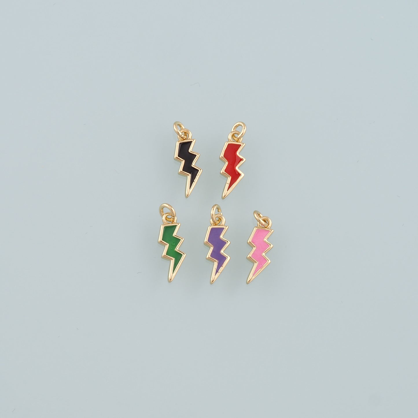 18K Gold Filled Lightning Pendant,Enamel Lightning Charm Bracelet Necklace for DIY Jewelry Making Supply