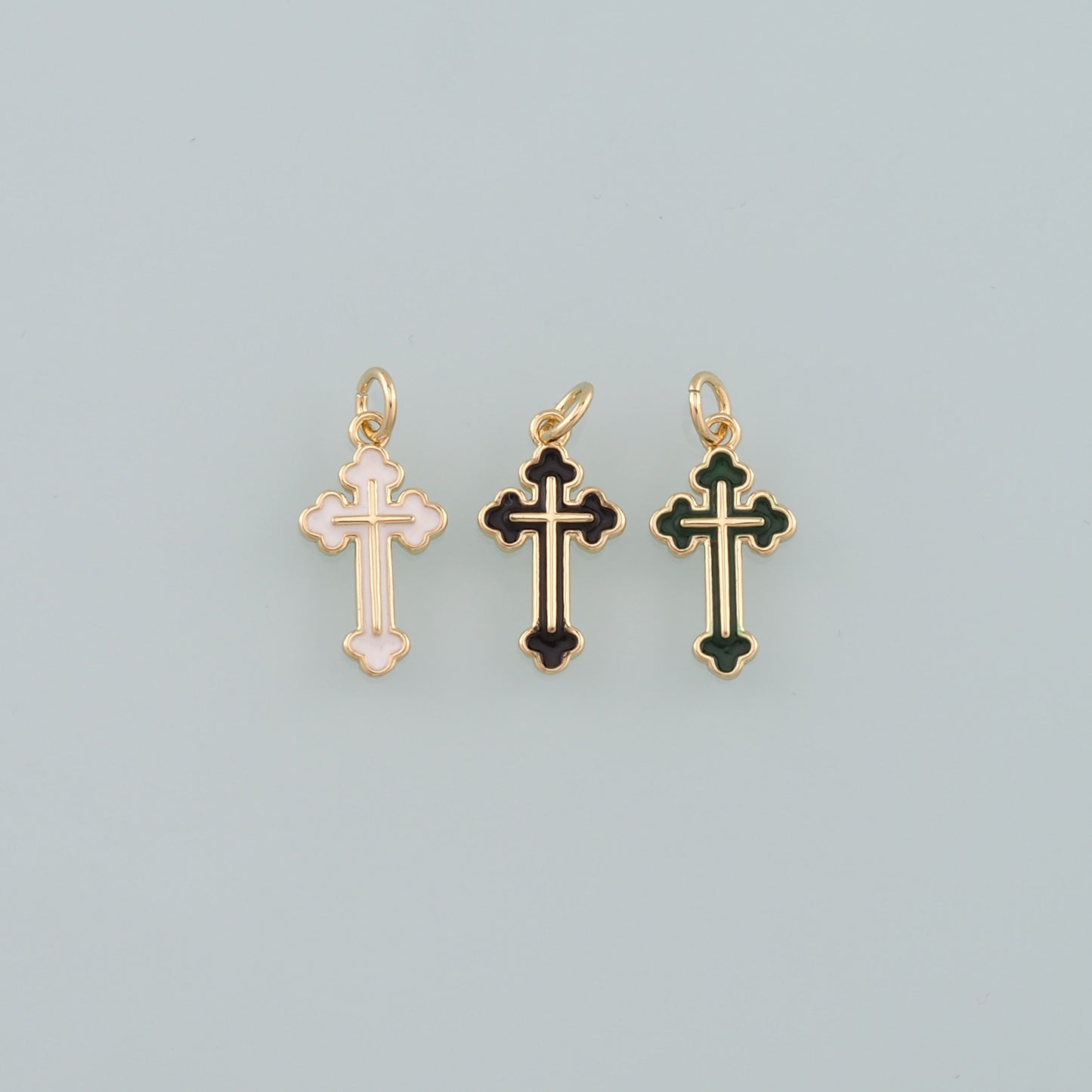 Gold Cross Charms,18K Gold Filled Cross Pendant,Enamel Religion Charm Bracelet Necklace for DIY Jewelry Making Supply