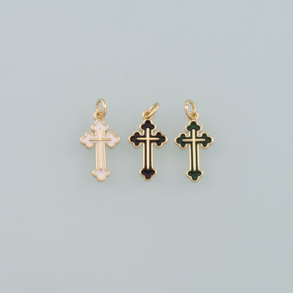 Gold Cross Charms,18K Gold Filled Cross Pendant,Enamel Religion Charm Bracelet Necklace for DIY Jewelry Making Supply