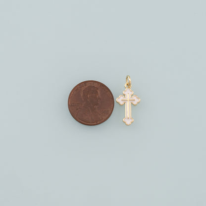 Gold Cross Charms,18K Gold Filled Cross Pendant,Enamel Religion Charm Bracelet Necklace for DIY Jewelry Making Supply