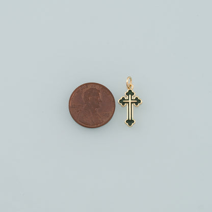 Gold Cross Charms,18K Gold Filled Cross Pendant,Enamel Religion Charm Bracelet Necklace for DIY Jewelry Making Supply