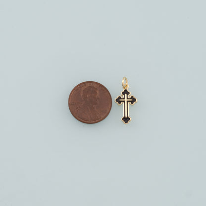 Gold Cross Charms,18K Gold Filled Cross Pendant,Enamel Religion Charm Bracelet Necklace for DIY Jewelry Making Supply
