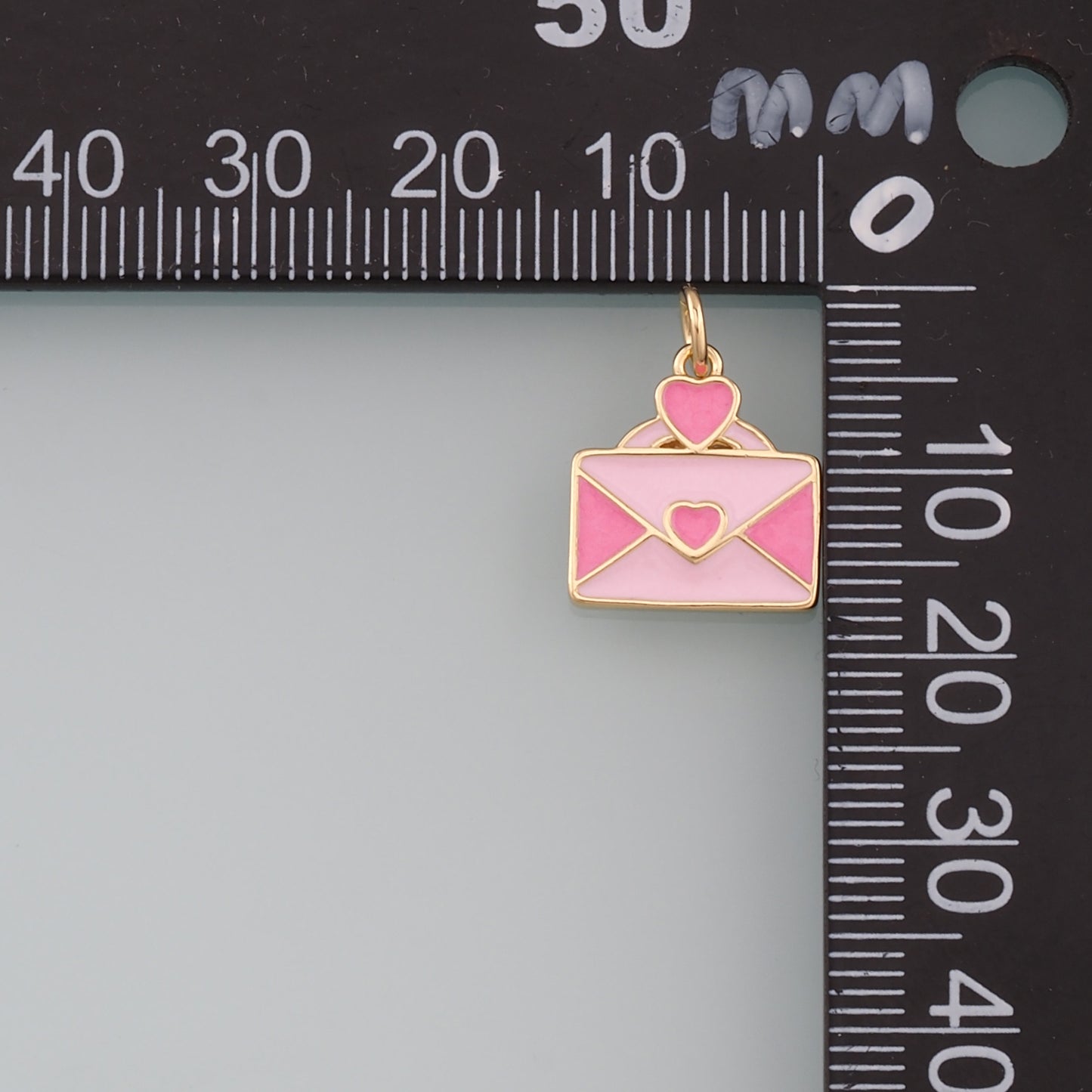 18K Gold Filled Envelope Pendant,Enamel Love Letter Charm Bracelet Necklace for DIY Jewelry Making Supply