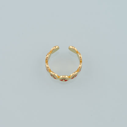Gold Fruit Ring,18K Gold Filled Enamel Cherry Ring,Classic Little Star jewelry