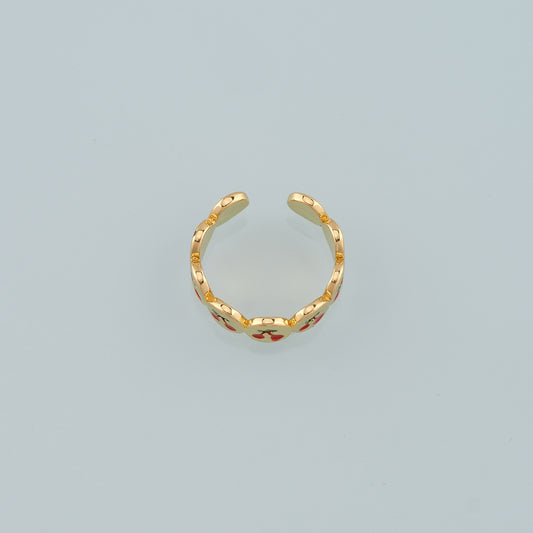 Gold Fruit Ring,18K Gold Filled Enamel Cherry Ring,Classic Little Star jewelry