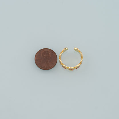 Gold Fruit Ring,18K Gold Filled Enamel Cherry Ring,Classic Little Star jewelry