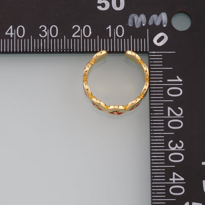 Gold Fruit Ring,18K Gold Filled Enamel Cherry Ring,Classic Little Star jewelry