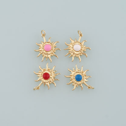 Gold Sun Charms,18K Gold Filled Sun Pendant,Enmale Celestial Charm Bracelet Necklace for DIY Jewelry Making Supply