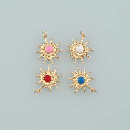Gold Sun Charms,18K Gold Filled Sun Pendant,Enmale Celestial Charm Bracelet Necklace for DIY Jewelry Making Supply