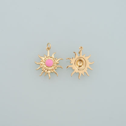 Gold Sun Charms,18K Gold Filled Sun Pendant,Enmale Celestial Charm Bracelet Necklace for DIY Jewelry Making Supply