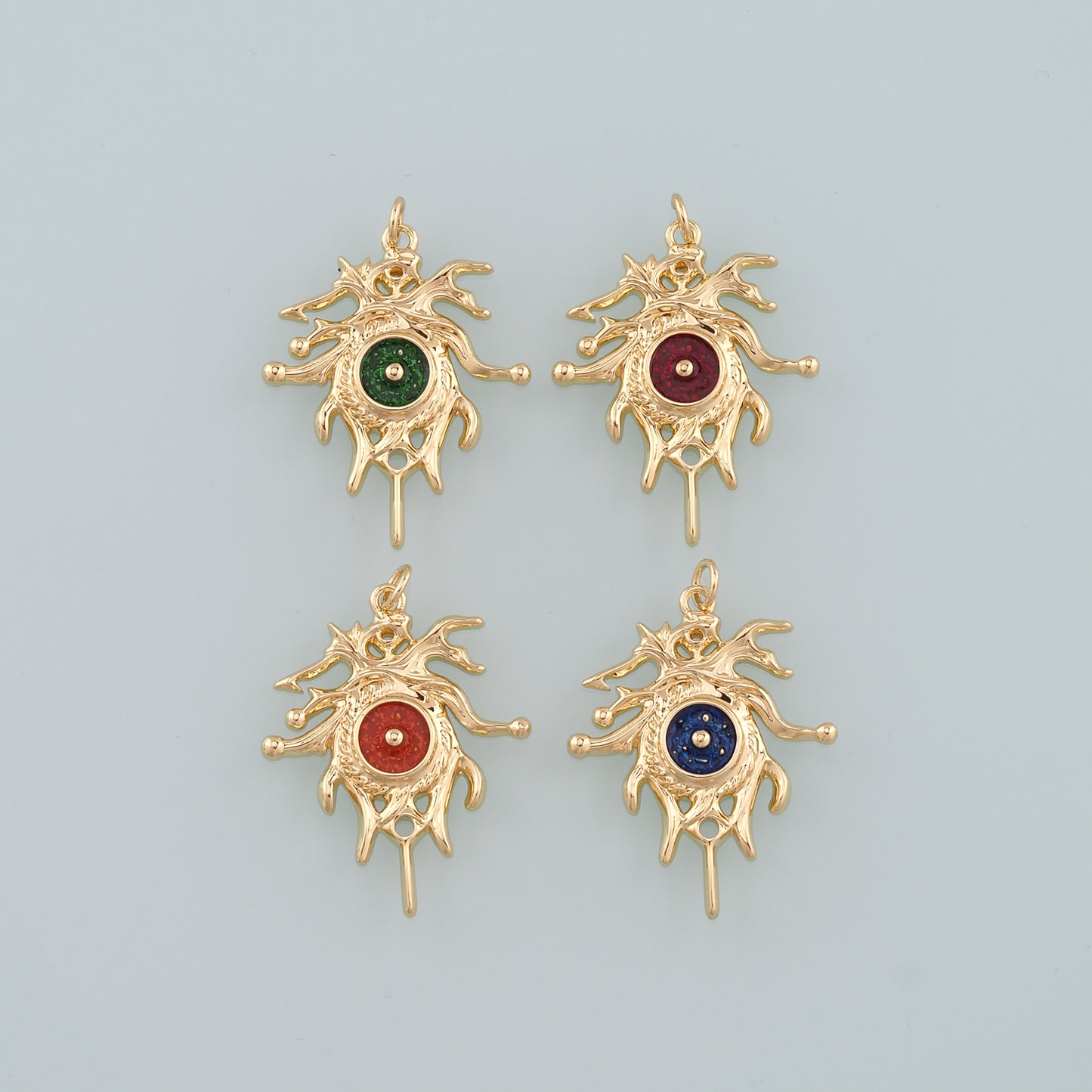 18K Gold Filled Evil Eye Pendant,Enamel Eye Charm Bracelet Necklace for DIY Jewelry Making Supply